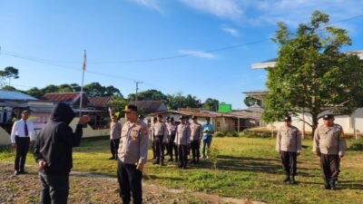 Kapolres Gowa Pimpin Apel Pagi Melalui Zoom Meeting di Polsek Biringbulu