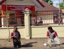 Percepat Penyelesaian Pembangunan Klinik Wira Bhayangkara, Polres Gowa Laksanakan Kerja Bakti