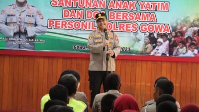 Polres Gowa Berikan Santunan Puluhan Anak Yatim dan Do’a Bersama Personel Polres Gowa