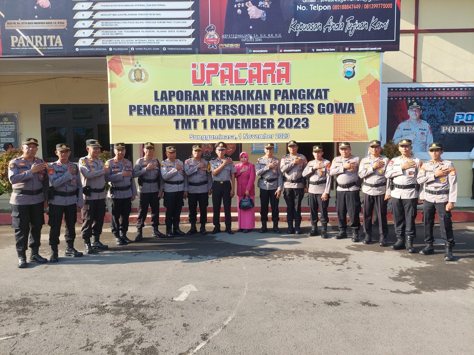 Polres Gowa Gelar Upacara Kenaikan Pangkat Pengabdian Polres Gowa