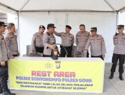 PJU Polres Gowa Cek Kesiapan Pos Pam Rest Area Kalase’rena