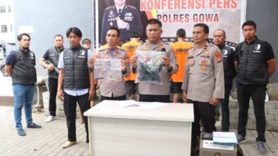 Polres Gowa Gelar Konferensi Pers Penangkapan 6 Terduga Pelaku Penganiayaan