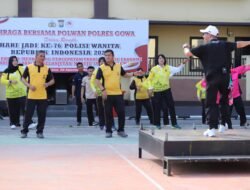 Polwan Polres Gowa Gelar Olahraga Bersama Sambut HUT ke-76 Polwan
