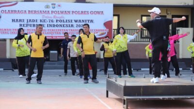 Polwan Polres Gowa Gelar Olahraga Bersama Sambut HUT ke-76 Polwan