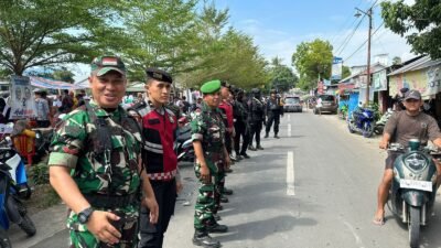 Personel Gabungan Dari Polres Gowa dan Brimob, TNI Amankan Kampanye Paslon Bupati di Kecamatan Bontonompo