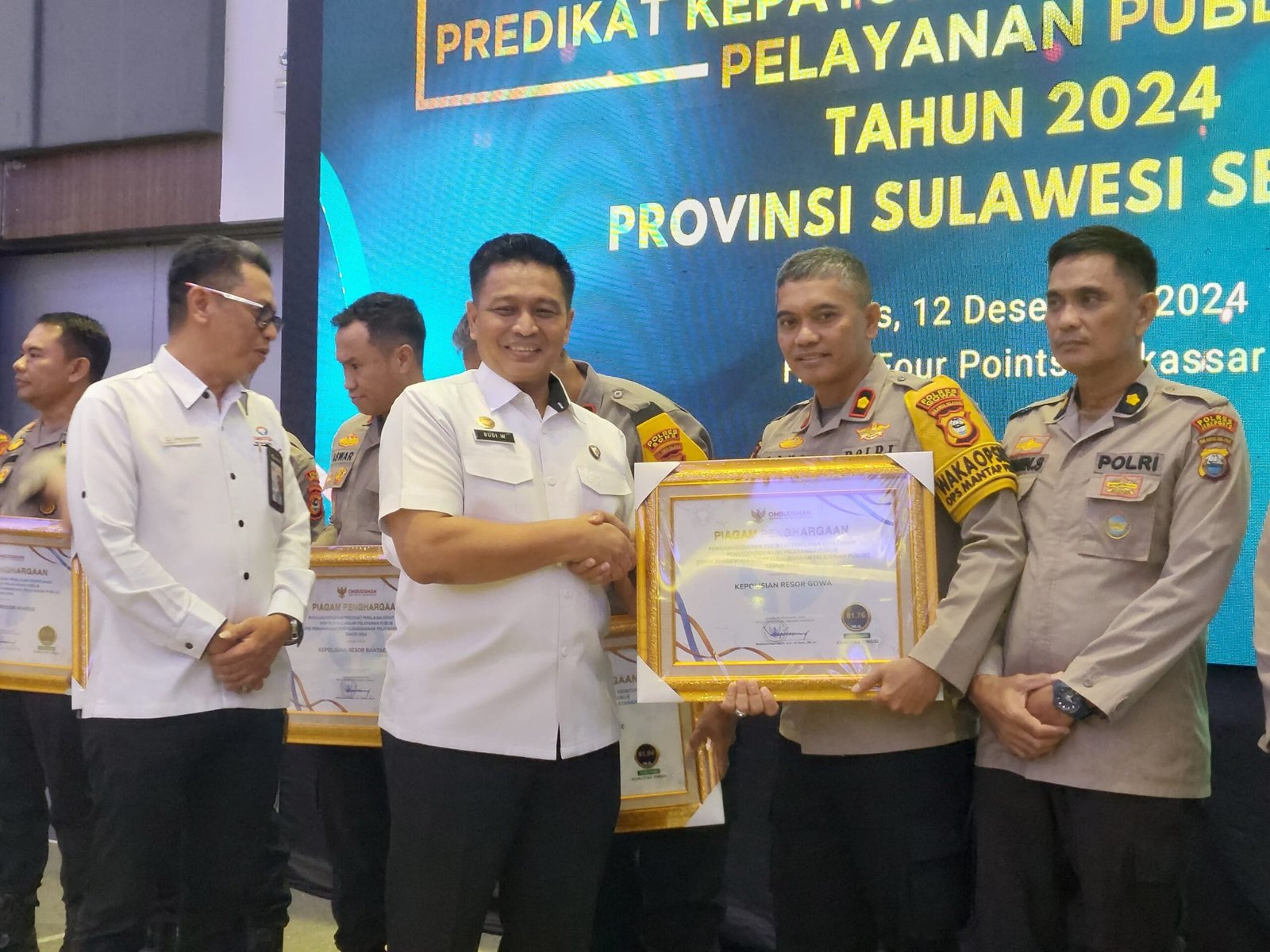 Polres Gowa Terima Penghargaan dari Ombudsman RI