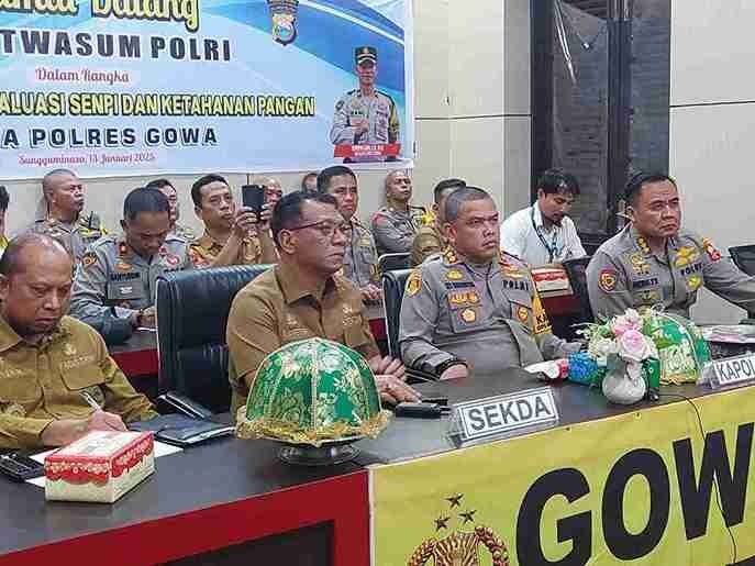 Kapolres Gowa Bersama Tim Monev Itwasum Mabes Polri Ikuti Vicon Ketahanan Pangan