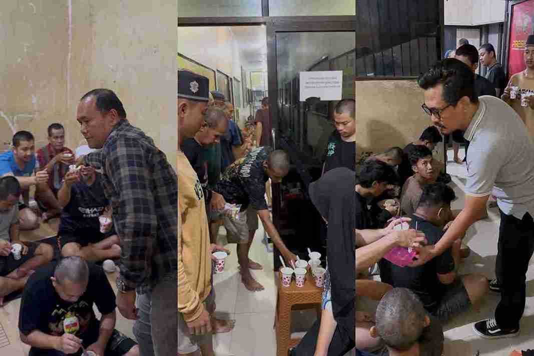 Kasat Narkoba Polres Gowa Bagikan Bubur Jagung untuk Tahanan Narkoba