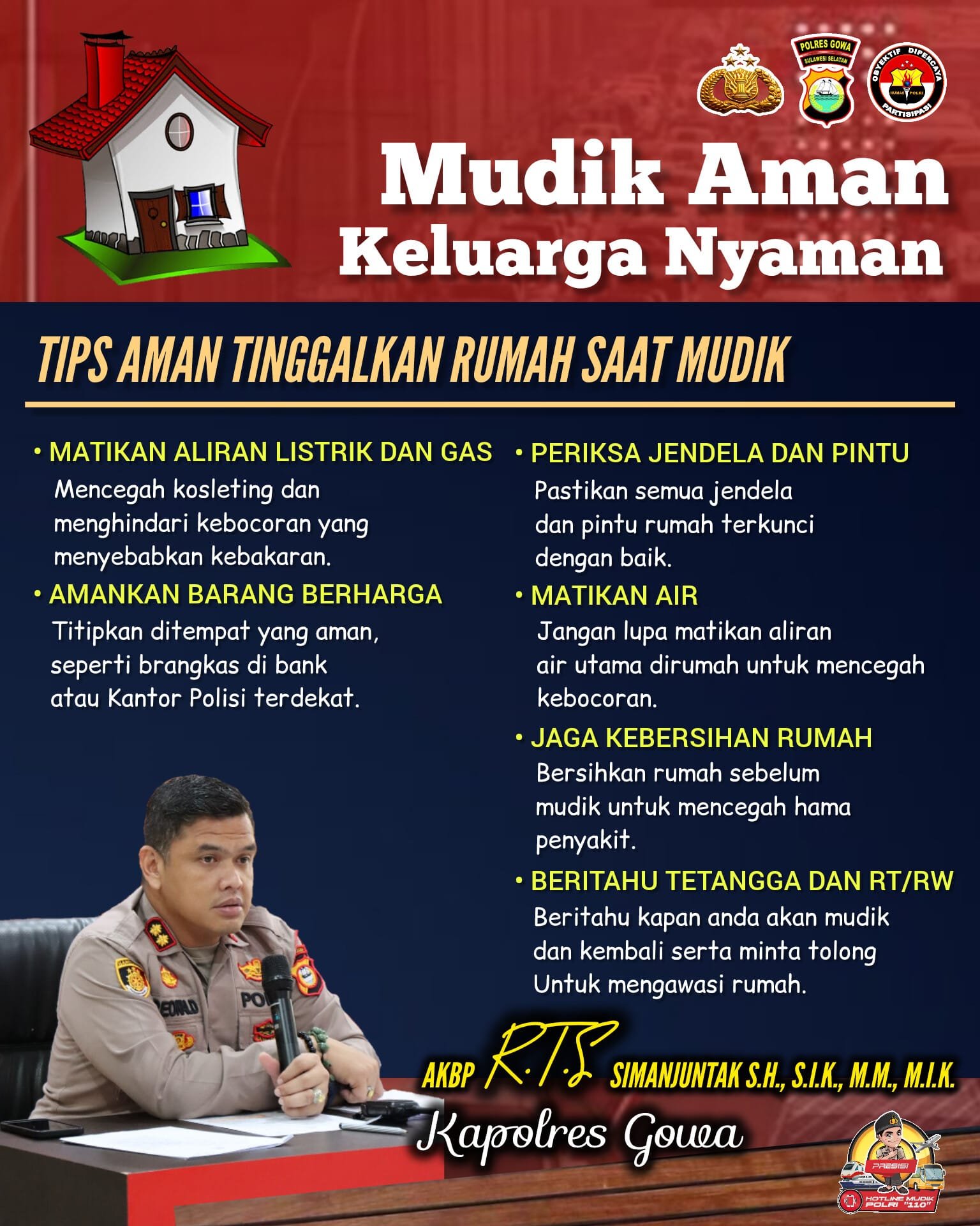 Kapolres Gowa Bagikan Tips Mudik Aman, Keluarga Nyaman