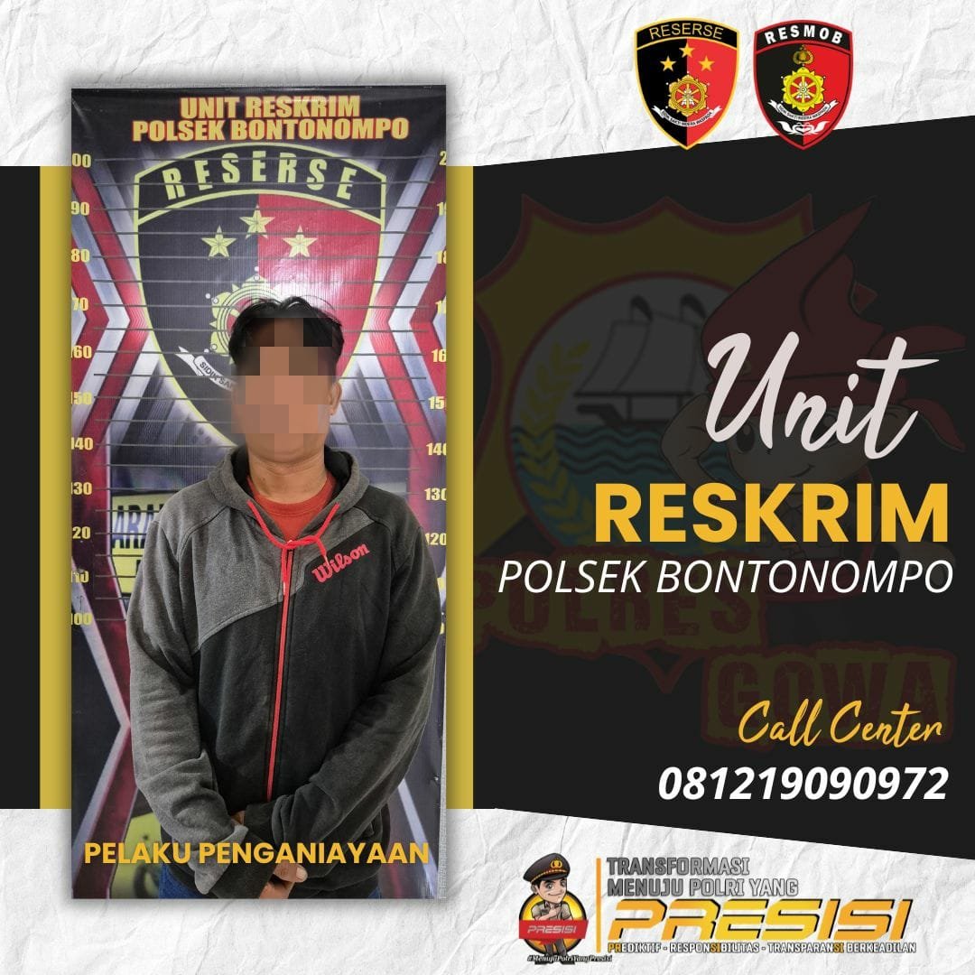 Unit Reskrim Polsek Bontonompo Tangkap Pelaku Penganiayaan di Desa Manjapai