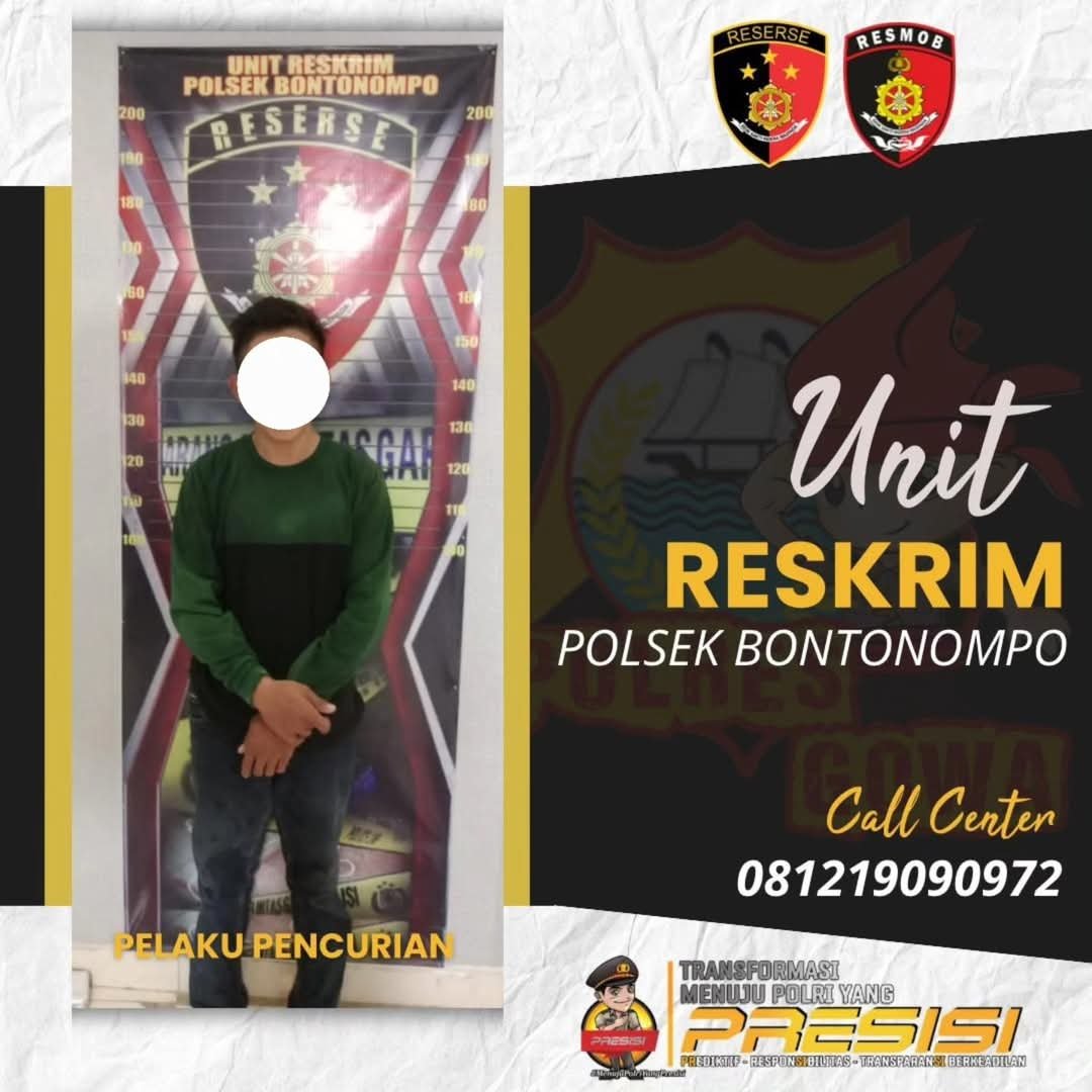 Unit Reskrim Polsek Bontonompo Tangkap Pelaku Pencurian Kotak Amal di Masjid