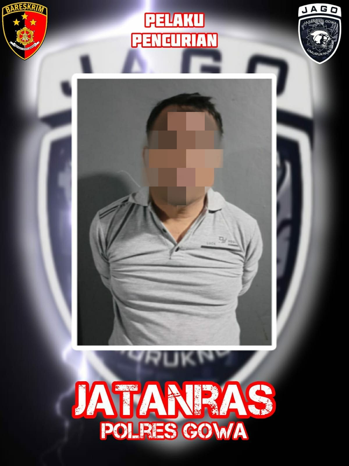Satreskrim Polres Gowa Tangkap Residivis Pencurian di Je’neponto, Amankan Sejumlah Barang Bukti