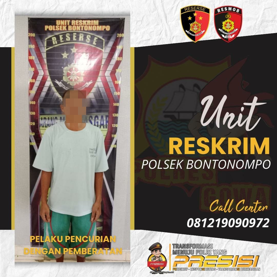 Unit Reskrim Polsek Bontonompo Berhasil Ungkap Kasus Curat, Satu Pelaku Diamankan