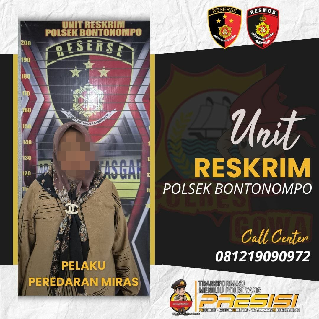 Unit Reskrim Polsek Bontonompo Ungkap Peredaran Miras Botolan, 580 Botol Diamankan