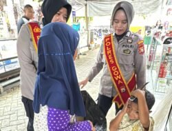 Polwan Polres Gowa Bantu Anak yang Ditinggal Ibunya Memulung di Pasar