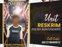 Polsek Bontonompo Tangkap Pria Bawa Badik Tanpa Izin di Bontonompo Selatan
